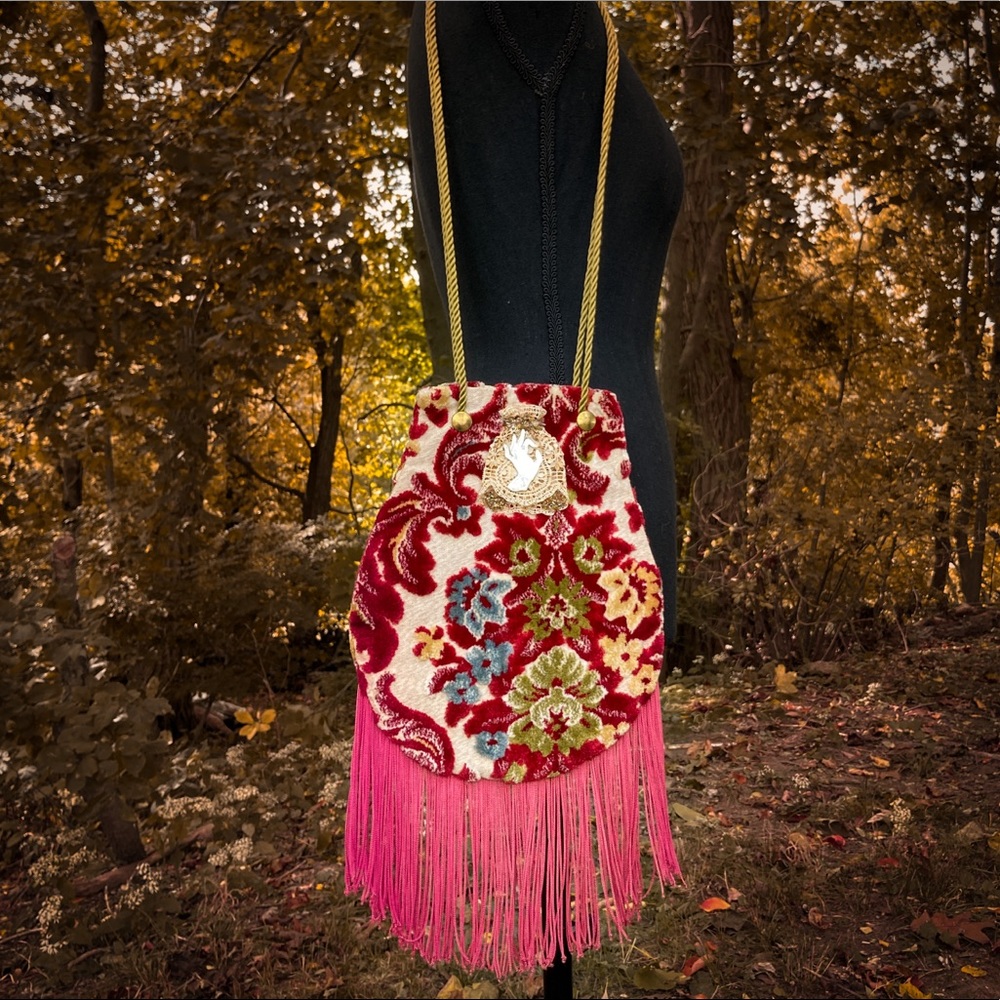 Vintage Fortune Teller Boho Carpet Tapestry Fringe Bag Purse